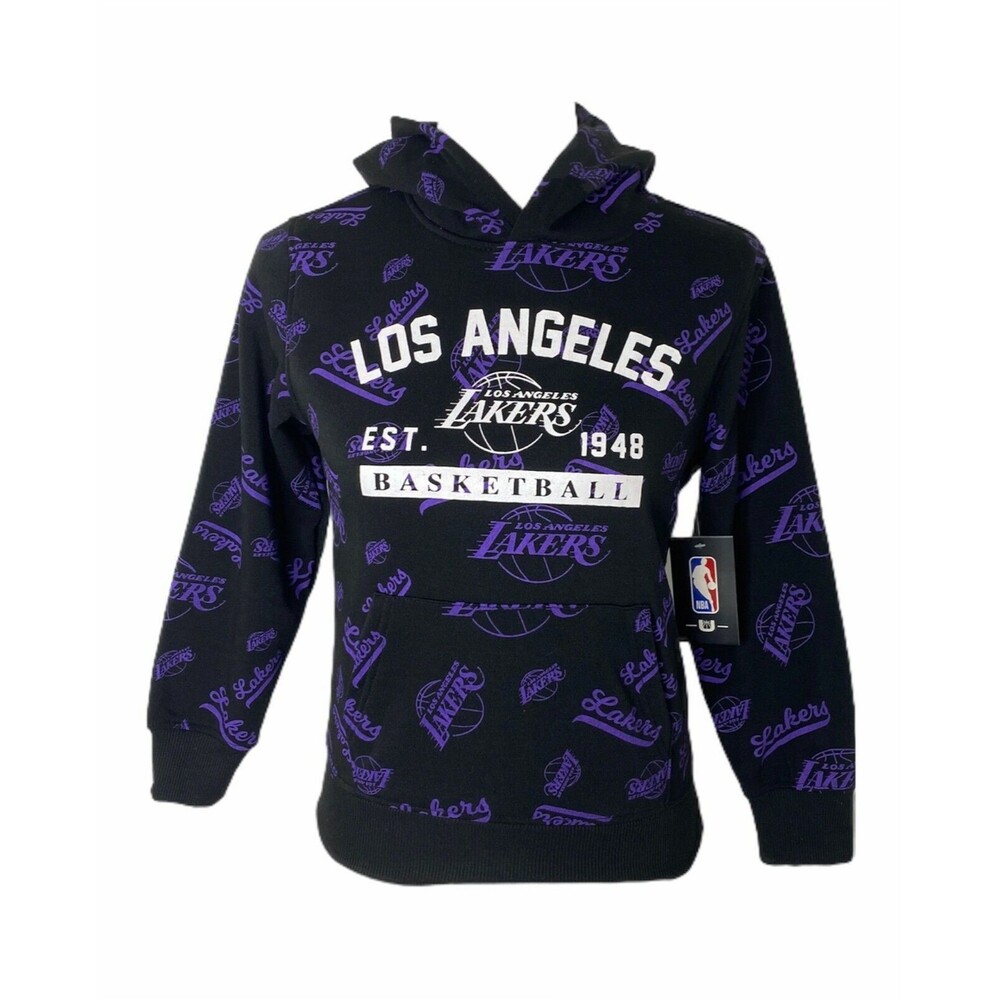 Los Angeles Lakers NBA Boy's Hoodie Black and Purple Pullover Size Small